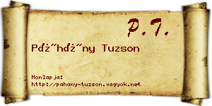 Páhány Tuzson névjegykártya